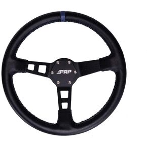 مقاعد PRP عجلة قيادة ذات طبق عميق مع قبضة من جلد الغزال لسباق الطرق الوعرة، ألومنيوم عالي القوة، لمسة نهائية سوداء غير لامعة، نمط مسمار عالمي 6 نقاط، طبق 13 بوصة × 3 بوصة (أسود) in Kuwait