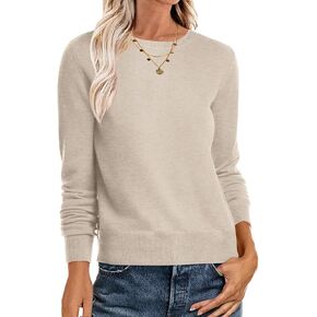 ANRABESS Women's Long Sleeve Crewneck Classic 2024 Fall Soft Basic Pullover Sweaters Top
