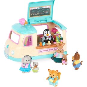 Li’l Woodzeez – Ice Cream Truck with Lights & Sounds – 27 Pcs Doll Playset – Pretend Play Food & Accessories – Store Playset for Kids Age 3+ – Doll Figures Sold Seperately