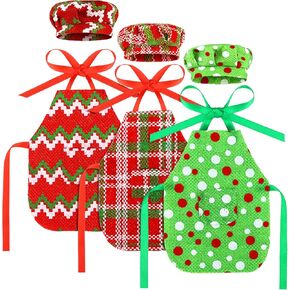 Bencailor 3 Set Christmas Doll Baking Apron Set Doll Apron with Chef Hat Dress up Xmas Doll Chef Set for Cooking Baking, Doll Not Included(Snowflake)