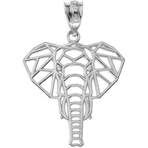 Animal Kingdom Elegant Sterling Silver Origami Elephant Charm Pendant