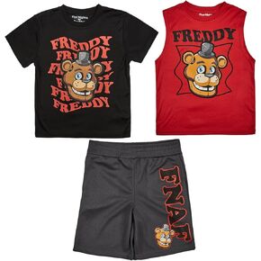 Bioworld 3-Pack Boy's Short Sleeve Tee, Muscle Tank, Athletic Shorts Set
