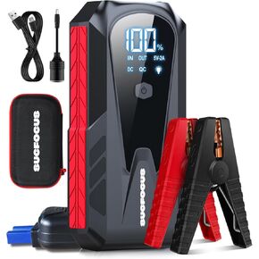 Car Battery Jump Starter, SUCFOCUS Jumper Starter Portable 3000A(for 9.0L Gas or 8.0L Diesel Engine),12V Lithium Jump Box Booster Power Pack LED Lights, QC3.0 Power Bank, Cigarette Adapter