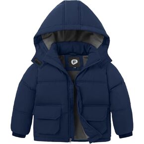 Boys Winter Coat Kids' Thick Puffer Jackets with Removable Hood Warm Quilted Coats
