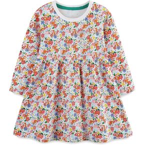 Girls Long Sleeve Dress Christmas Cartoon Round Neck Party Casual Shirt Dress