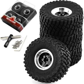 عجلات وإطارات REDSPIDER 1.0 Beadlock (4 قطع)، إطارات زاحفة 1.0 لسيارة 1:24 1:18 RC بمقياس Rock Crawler Car SCX24 FMS FCX24 TRX4M Axial AX24 90081 Gladiator Bronco C10 ﻿ (أحمر)