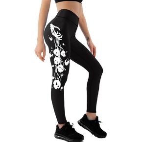 Women Funny Pattern Stretch Halloween Long Pants Skull Print Halloween Leggings Tights Slim Cosplay Party Leggings
