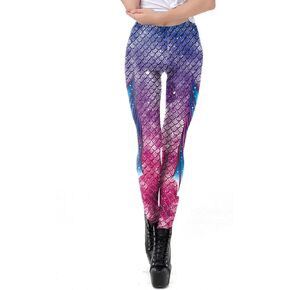 Mermaid Leggings for Women Yoga Print Pants Plus Size Fish Scale High Waisted Halloween Costume Tights