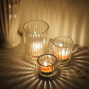 Clear Hurricane Candle Holders, Glass Candle Holders for Pillar Candles, Pillar Candle Holders for Table Centerpiece Glass Cylinder Vases, Fall Votive Candle Holder for Wedding Dinner Decor, 3 Pcs