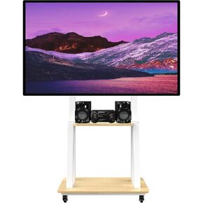 Mobile TV Stand for 32 to 75 Inch TVs, All Hardware Include Tilt & Height Adjustable Rolling TV Stand with Lockable Wheels up to 110lbs, Laptop Shelf Portable Outdoor Floor Stand Max VESA 600x400 in Kuwait