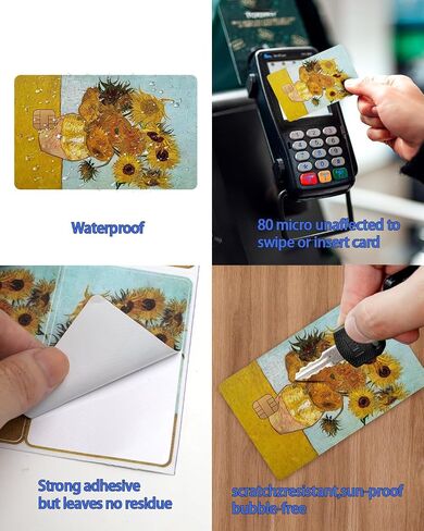 ملصق بطاقة ائتمان Van Gogh Sunflower، ملصق جلد البطاقة لـ EBT، الائتمان، الخصم، بطاقة ائتمان قسيمة الطعام، النقل، غطاء جلد بطاقة المفتاح، in Saudi Arabia