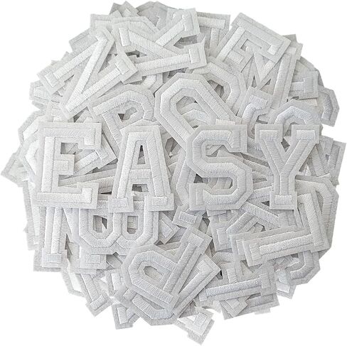 Iron on Letter 104Pcs Alphabet A to Z Patches with Ironed Adhesive, Decorate Repair Patches for Jackets Shirts Hats Bags Jeans/White in Saudi Arabia