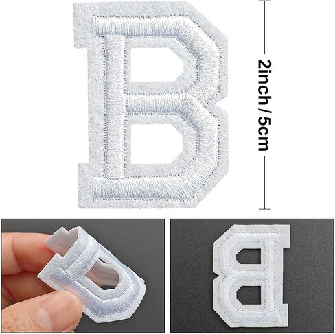 Iron on Letter 104Pcs Alphabet A to Z Patches with Ironed Adhesive, Decorate Repair Patches for Jackets Shirts Hats Bags Jeans/White in Saudi Arabia