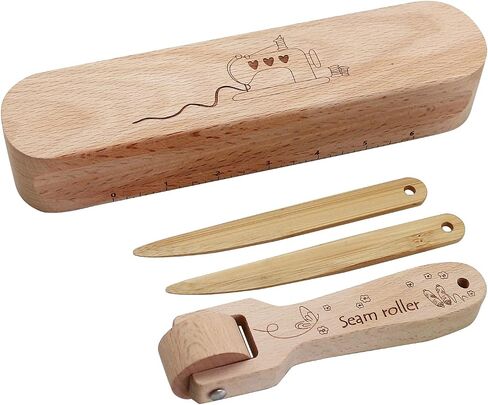 Fbshicung Seam Roller Beech Wood Tailors Clapper Seam Flattening Tool and Point Tuner Tools for Quilting, Sewing, Print, Wallpaper in Saudi Arabia