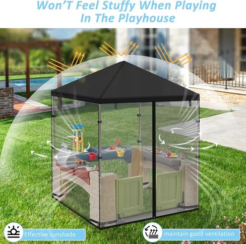 غطاء مظلة للأماكن الخارجية مناسب لمسرح ستيب 2 - جيد التهوية وغير خانق، مقاوم للرياح، محمي من الأشعة فوق البنفسجية - قماش أكسفورد مقاوم للماء 420D - غطاء سقف لبيت لعب الأطفال in Kuwait