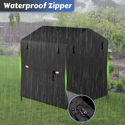 Outdoor Playhouse Cover, 57" L x 57" W x 61" H, 420D Heavy Duty Waterproof, Sunproof Cover，Backyard Wooden Playhouse Cover,with Side Zipper, Vents, Reflective Strips, Windproof Buckle in Kuwait