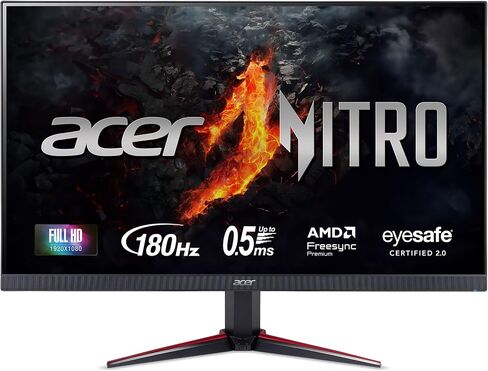 شاشة Acer Nitro 27 بوصة Full HD 1920 x 1080 PC Gaming IPS | AMD FreeSync Premium | تحديث 180 هرتز | ما يصل إلى 0.5 مللي ثانية | دعم HDR10 | 99% sRGB | 1 × منفذ عرض 1.2 و2 × HDMI 2.0 | VG270 M3bmiipx، أسود in Saudi Arabia