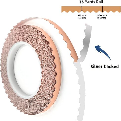 Silver Backed Scalloped Copper Foil Tape for Stained Glass, DIY Crafts, Single Small Scalloped Copper Foil in Saudi Arabia