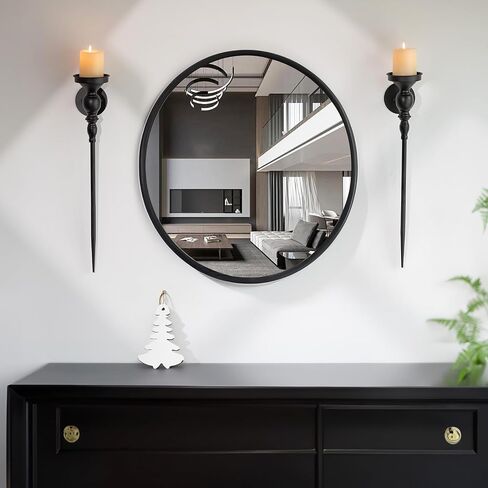 Candle Sconces Wall Decor Set of 2: Walasis Large Black Wall Candle Holders for Pillar - Gothic Metal Wall-Mounted Candle Sconce for Living Room Bathroom Bedroom in Kuwait