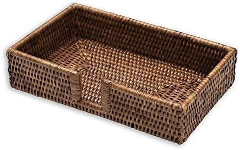 حامل مناديل كوكتيل من Caspari Rattan باللون البني الطبيعي الداكن، قطعة واحدة لكل واحدة in Saudi Arabia