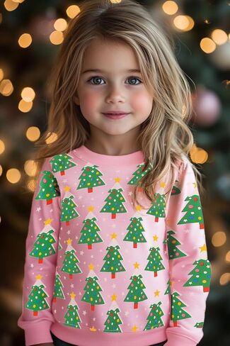 Mrocioa Toddler Girls Sweatshirt Holiday Sweater Reindeer Shirt Kids Xmas Pullover Sweater Tops 2-7T in Kuwait