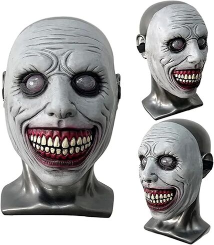 Scary Halloween Mask Evil Smiling Demons Mask Realistic Latex Cosplay Costume Mask Party Props Halloween Decorations in Saudi Arabia
