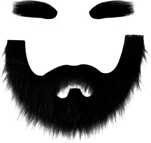 Lusofie Fake Facial Hair Black Fake Mustaches for Men Classic Self-adhesive Fake Beard and Fake Eyebrows Set, Black Novel Beard for Cosplay Costumes ，Holiday Parties Halloween (Black) in Saudi Arabia