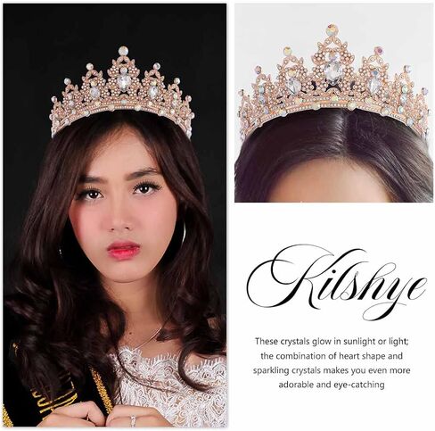 Kilshye Crystal Wedding Crowns and Tiaras Rhinestone Bridal Headband Bride Prom Costume Hair Accessories for Women in Saudi Arabia