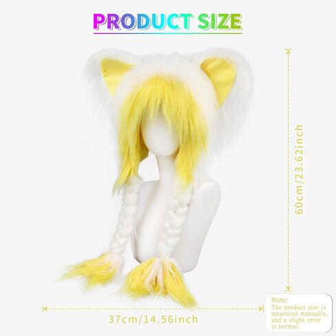 Plush Animal Hat Fursuit Furry Cat Ears Headwear Hood Winter Warm Cap Halloween Party Costume Cosplay Accessories in Kuwait