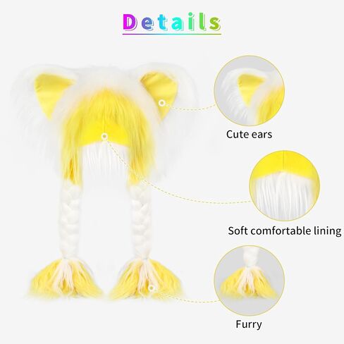 Plush Animal Hat Fursuit Furry Cat Ears Headwear Hood Winter Warm Cap Halloween Party Costume Cosplay Accessories in Kuwait