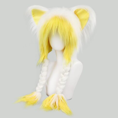 Plush Animal Hat Fursuit Furry Cat Ears Headwear Hood Winter Warm Cap Halloween Party Costume Cosplay Accessories in Kuwait
