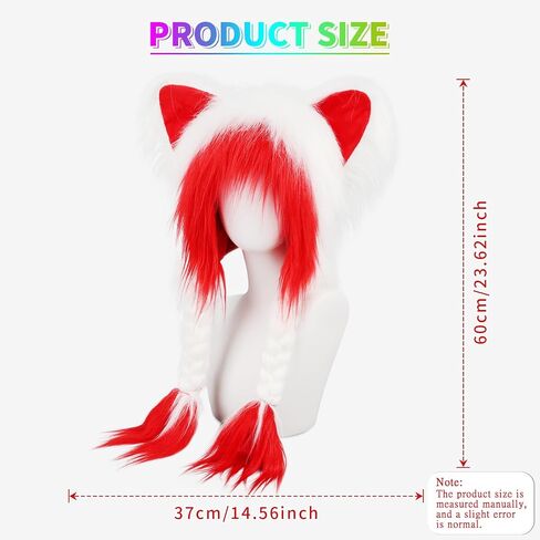 Plush Animal Hat Fursuit Furry Cat Ears Headwear Hood Winter Warm Cap Halloween Party Costume Cosplay Accessories in Kuwait