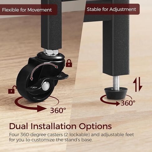 حامل طابعة مع محطة شحن، طاولة طابعة كبيرة طويلة مع عجلات للمكتب المنزلي، عربة طابعة 4 طبقات مع رف تمزيق، رف للماسح الضوئي للطابعة، بني ريفي PTHR114E01 in Kuwait