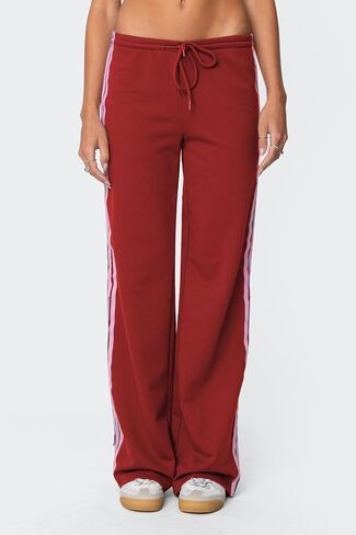Luckinbaby Women Side Striped Track Pants Elastic Waist Wide Leg Sweatpants Contrast Stripes Drawstring Baggy Joggers in Saudi Arabia