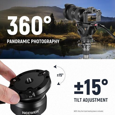 NEEWER Tripod Leveling Base (⌀50mm) Camera Leveler, Bubble Level Aluminum Adjusting Plate with 1/4" 3/8" Mounting Screw Compatible with Canon Nikon Sony DSLR Camera Camcorder, GM11 in Kuwait