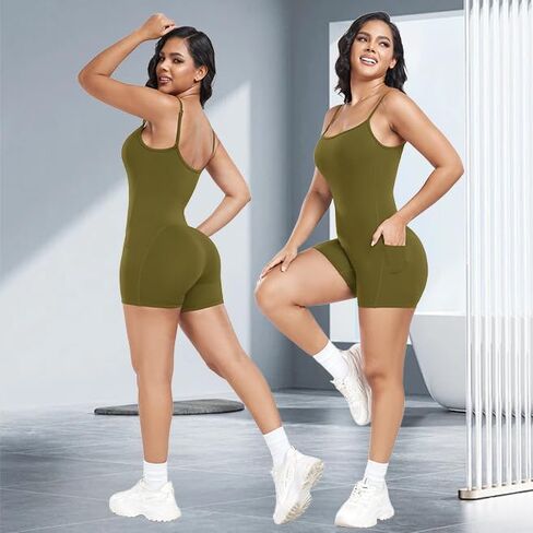 Women Workout Romper Jumpsuit Casual One Piece Short Jumpsuits Sexy Spaghetti Strap Bodysuit Summer Shapewear Outfit in Saudi Arabia
