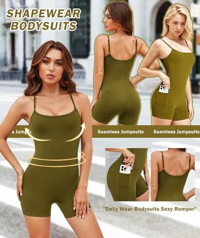 Women Workout Romper Jumpsuit Casual One Piece Short Jumpsuits Sexy Spaghetti Strap Bodysuit Summer Shapewear Outfit in Saudi Arabia