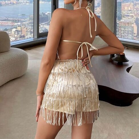 IBTOM CASTLE Women Tassel Fringe Sequin Jumpsuit Sexy Sleeveless Romper Ballroom Dance Festival One Piece Bodysuit Clothes in Saudi Arabia