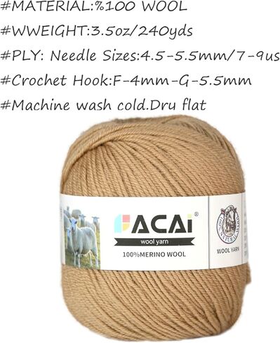 Facai Merino Wool Yarn Sock Yarn - 100% Pure Merino Wool Roving for Knitting, 1-Ball Set, 3.5oz (240 Yards), Worsted Weight (1, Flamingos) in Kuwait