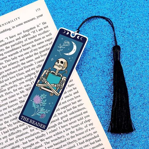 Octamber Halloween Gifts Halloween Bookmarks Halloween Basket Stuffers Spooky Basket Stuffers Boo Baksket Stuffers Tarot Bookmark Skeleton Tarot Cards Bookmark The Reader Halloween Birthday Gifts in Saudi Arabia