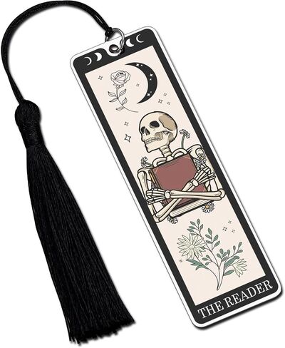 Octamber Halloween Gifts Halloween Bookmarks Halloween Basket Stuffers Spooky Basket Stuffers Boo Baksket Stuffers Tarot Bookmark Skeleton Tarot Cards Bookmark The Reader Halloween Birthday Gifts in Saudi Arabia