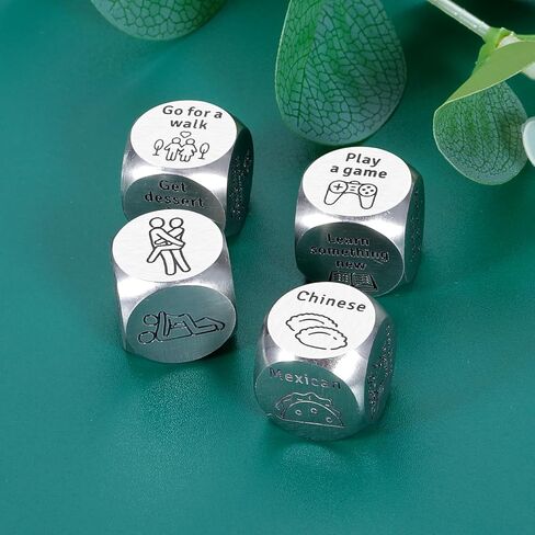 4PCS Date Night Dice Christmas Stocking Stuffers for Adults Stocking Stuffers for Women Men White Elephant Gifts Gag Gift 50th 11th Anniversary Steel Gift Couple Games for Date Night Wedding Valentine in Saudi Arabia