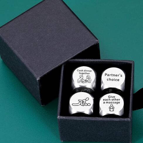 4PCS Date Night Dice Christmas Stocking Stuffers for Adults Stocking Stuffers for Women Men White Elephant Gifts Gag Gift 50th 11th Anniversary Steel Gift Couple Games for Date Night Wedding Valentine in Saudi Arabia