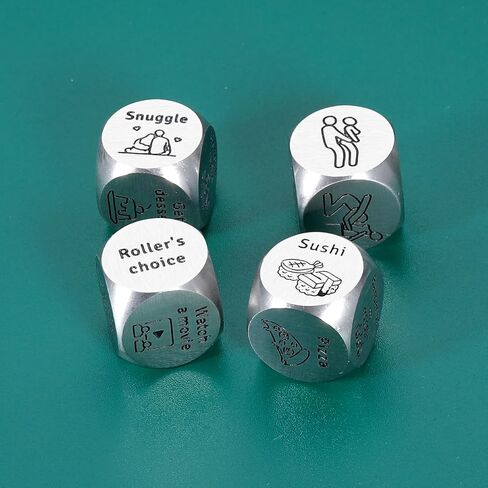4PCS Date Night Dice Christmas Stocking Stuffers for Adults Stocking Stuffers for Women Men White Elephant Gifts Gag Gift 50th 11th Anniversary Steel Gift Couple Games for Date Night Wedding Valentine in Saudi Arabia
