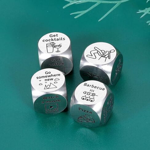4PCS Date Night Dice Christmas Stocking Stuffers for Adults Stocking Stuffers for Women Men White Elephant Gifts Gag Gift 50th 11th Anniversary Steel Gift Couple Games for Date Night Wedding Valentine in Saudi Arabia