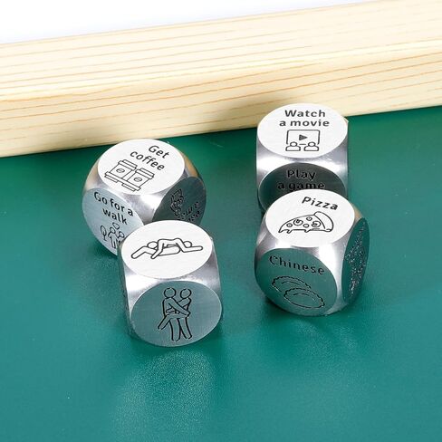 4PCS Date Night Dice Christmas Stocking Stuffers for Adults Stocking Stuffers for Women Men White Elephant Gifts Gag Gift 50th 11th Anniversary Steel Gift Couple Games for Date Night Wedding Valentine in Saudi Arabia
