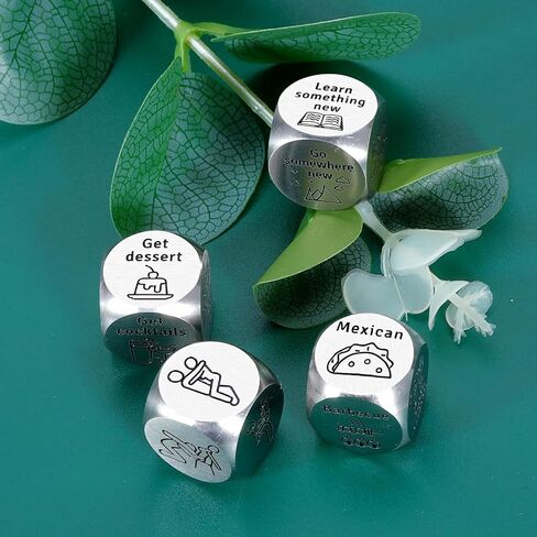 4PCS Date Night Dice Christmas Stocking Stuffers for Adults Stocking Stuffers for Women Men White Elephant Gifts Gag Gift 50th 11th Anniversary Steel Gift Couple Games for Date Night Wedding Valentine in Saudi Arabia