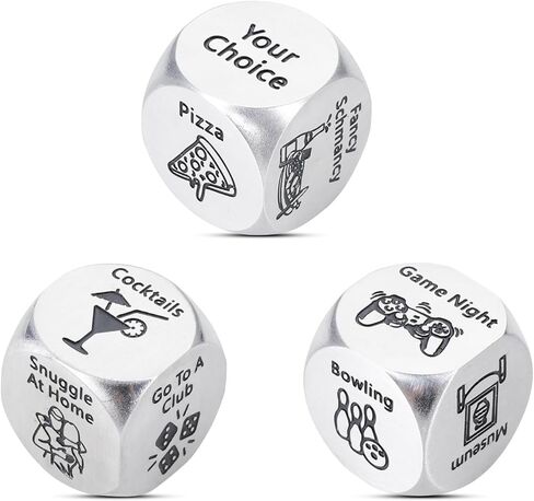 4PCS Date Night Dice Christmas Stocking Stuffers for Adults Stocking Stuffers for Women Men White Elephant Gifts Gag Gift 50th 11th Anniversary Steel Gift Couple Games for Date Night Wedding Valentine in Kuwait