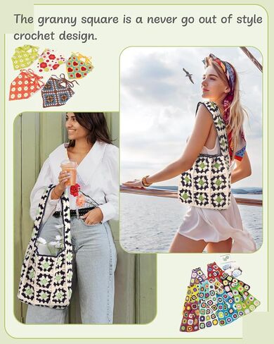 Aeelike Crochet Bag Kit, Shoulder Bag Crochet Kit Crochet Tote Bag Kit for Beginners with Step-by-Step Instructions & Crochet Accessories Tools for Adults Kids Crocheting Lovers, Crochet Gift in Saudi Arabia