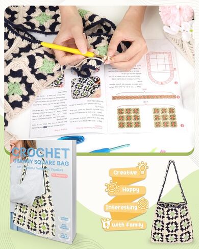 Aeelike Crochet Bag Kit, Shoulder Bag Crochet Kit Crochet Tote Bag Kit for Beginners with Step-by-Step Instructions & Crochet Accessories Tools for Adults Kids Crocheting Lovers, Crochet Gift in Saudi Arabia